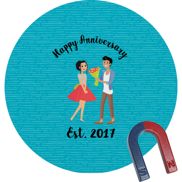 Custom Happy Anniversary Round Fridge Magnet (Personalized)