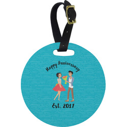 Happy Anniversary Plastic Luggage Tag - Round (Personalized)