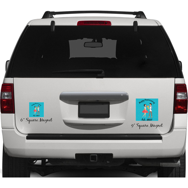 Happy Anniversary Personalized Square Car Magnets on Ford Explorer