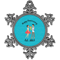 Happy Anniversary Vintage Snowflake Ornament (Personalized)