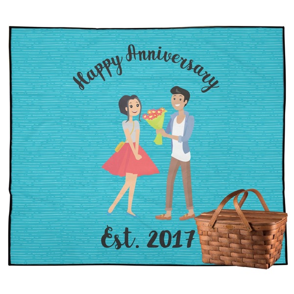 Custom Happy Anniversary Outdoor Picnic Blanket (Personalized)