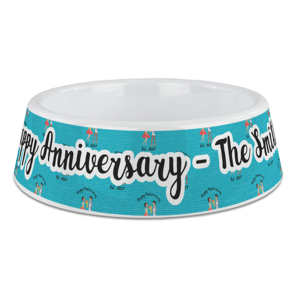 Custom Happy Anniversary Plastic Dog Bowl - Large (Personalized)