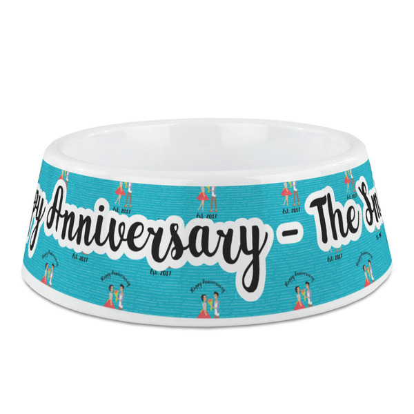 Custom Happy Anniversary Plastic Dog Bowl - Medium (Personalized)