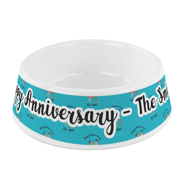 Custom Happy Anniversary Plastic Dog Bowl - Small (Personalized)