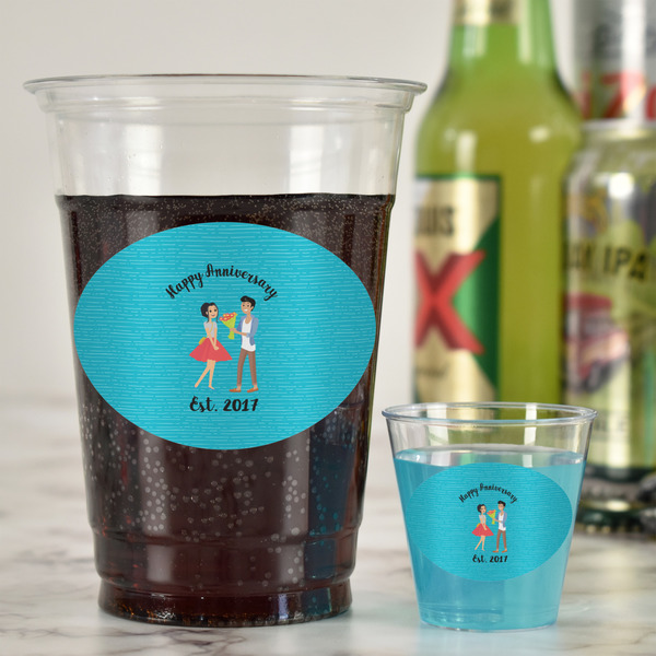 Happy Anniversary Plastic Shot Glasses - In Context