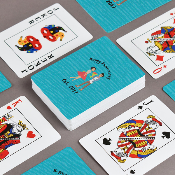 Happy Anniversary Playing Cards - Front & Back View