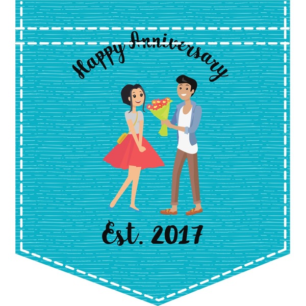 Custom Happy Anniversary Iron On Faux Pocket (Personalized)
