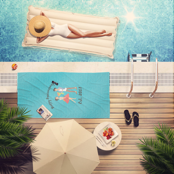 Happy Anniversary Pool Towel Lifestyle