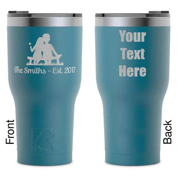 Custom Happy Anniversary RTIC Tumbler - Dark Teal - Laser Engraved - Double-Sided (Personalized)