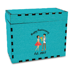 Happy Anniversary Wood Recipe Box - Full Color Print (Personalized)