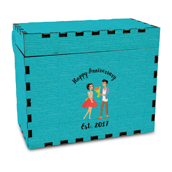 Custom Happy Anniversary Wood Recipe Box - Full Color Print (Personalized)