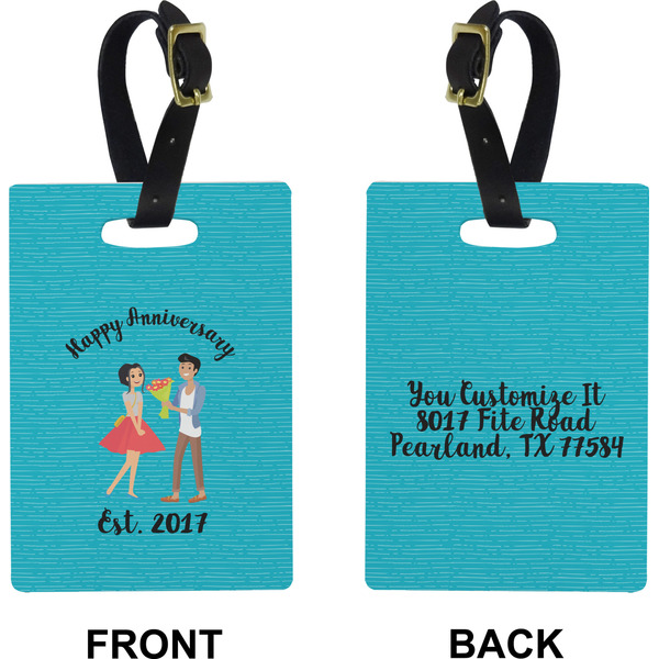 Happy Anniversary Rectangle Luggage Tag (Front + Back)