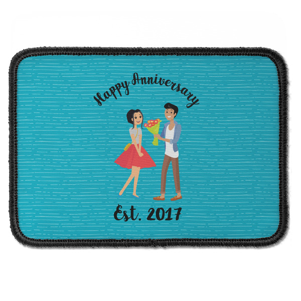 Custom Happy Anniversary Iron On Rectangle Patch w/ Couple's Names