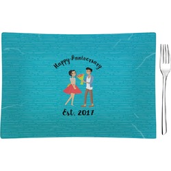 Happy Anniversary Rectangular Glass Appetizer / Dessert Plate - Single or Set (Personalized)