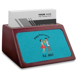 Happy Anniversary Red Mahogany Business Card Holder (Personalized)