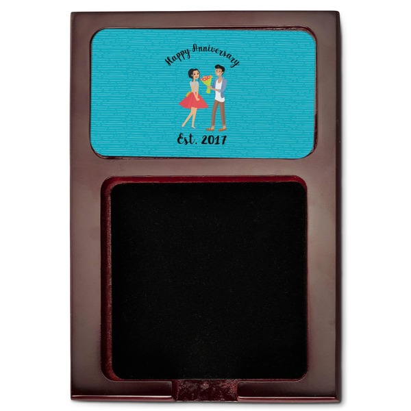 Happy Anniversary Red Mahogany Sticky Note Holder - Flat