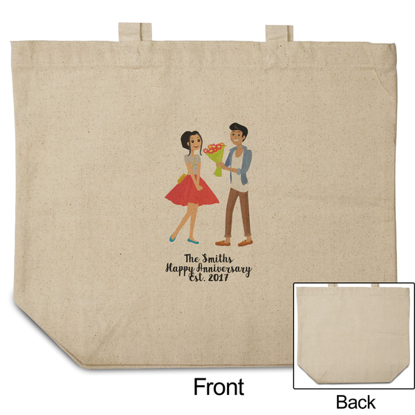 Happy Anniversary Reusable Cotton Grocery Bag - Front & Back View