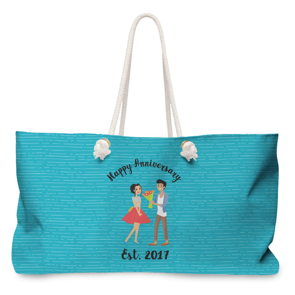 Custom Happy Anniversary Large Tote Bag with Rope Handles (Personalized)