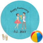 Happy Anniversary Round Beach Towel (Personalized)