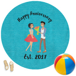 Happy Anniversary Round Beach Towel (Personalized)