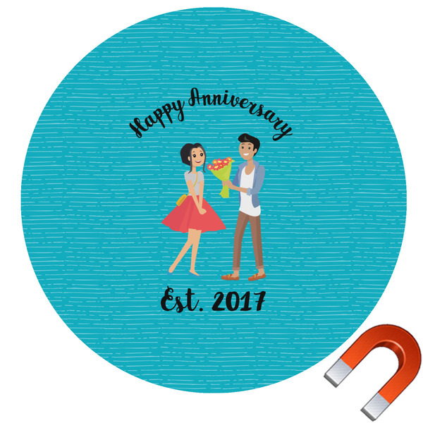 Custom Happy Anniversary Round Car Magnet - 10" (Personalized)