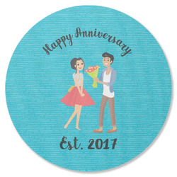 Happy Anniversary Round Rubber Backed Coaster (Personalized)