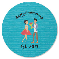 Happy Anniversary Round Rubber Backed Coaster (Personalized)