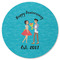 Happy Anniversary Round Rubber Backed Coaster (Personalized)