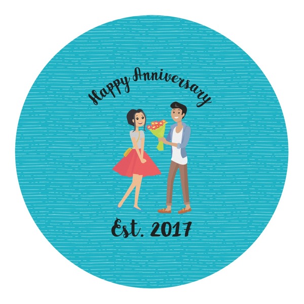 Custom Happy Anniversary Round Decal (Personalized)
