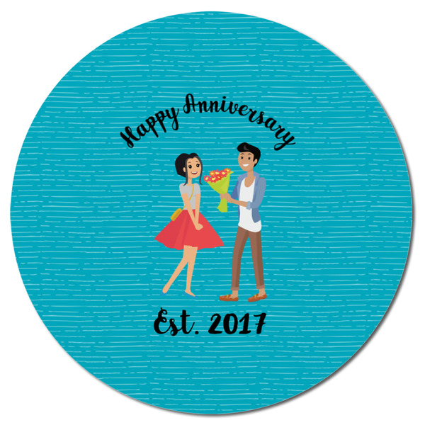 Happy Anniversary Round Fridge Magnet - FRONT
