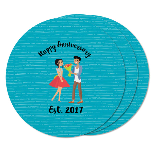 Happy Anniversary Round Fridge Magnet - THREE