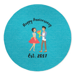 Happy Anniversary 5' Round Indoor Area Rug (Personalized)