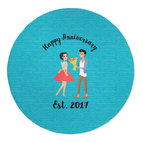 Custom Happy Anniversary 5' Round Indoor Area Rug (Personalized)