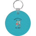 Happy Anniversary Round Plastic Keychain (Personalized)