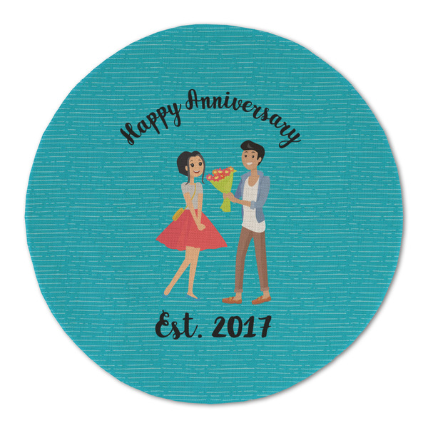 Happy Anniversary Round Linen Placemats - FRONT (Double Sided)