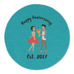 Happy Anniversary Round Linen Placemat - Single Sided (Personalized)