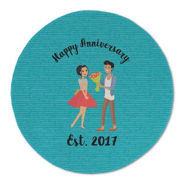 Custom Happy Anniversary Round Linen Placemat - Single Sided (Personalized)