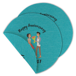 Happy Anniversary Round Linen Placemat - Double Sided (Personalized)