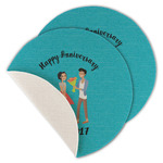 Happy Anniversary Round Linen Placemat - Single Sided - Set of 4 (Personalized)
