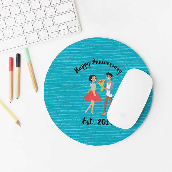 Happy Anniversary Round Mousepad - LIFESTYLE 2