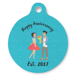 Happy Anniversary Round Pet ID Tag - Large (Personalized)