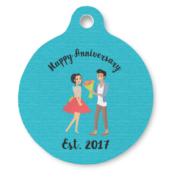 Custom Happy Anniversary Round Pet ID Tag - Large (Personalized)