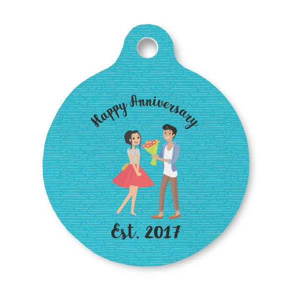 Custom Happy Anniversary Round Pet ID Tag - Small (Personalized)