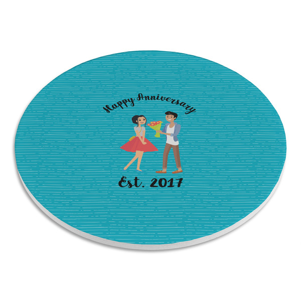 Happy Anniversary Round Stone Trivet - Angle View