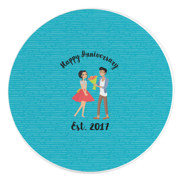 Custom Happy Anniversary Round Stone Trivet (Personalized)