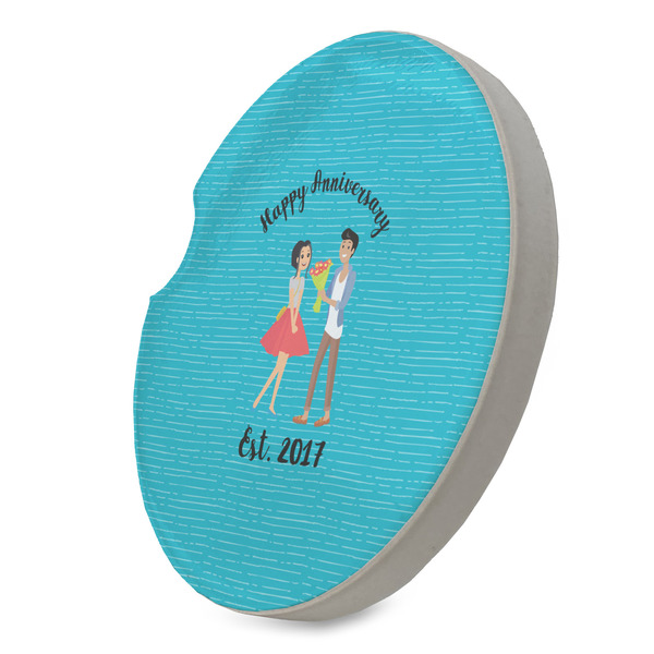 Happy Anniversary Sandstone Car Coaster - STANDING ANGLE