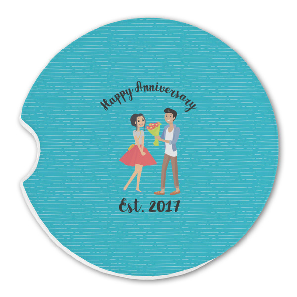 Custom Happy Anniversary Sandstone Car Coaster - Single (Personalized)
