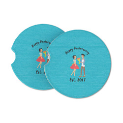 Happy Anniversary Sandstone Car Coasters - Set of 2 (Personalized)