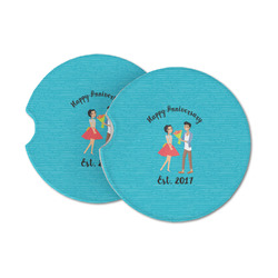 Happy Anniversary Sandstone Car Coasters (Personalized)