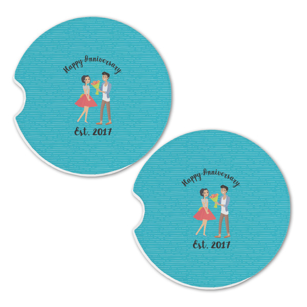 Happy Anniversary Sandstone Car Coasters - Set of 2